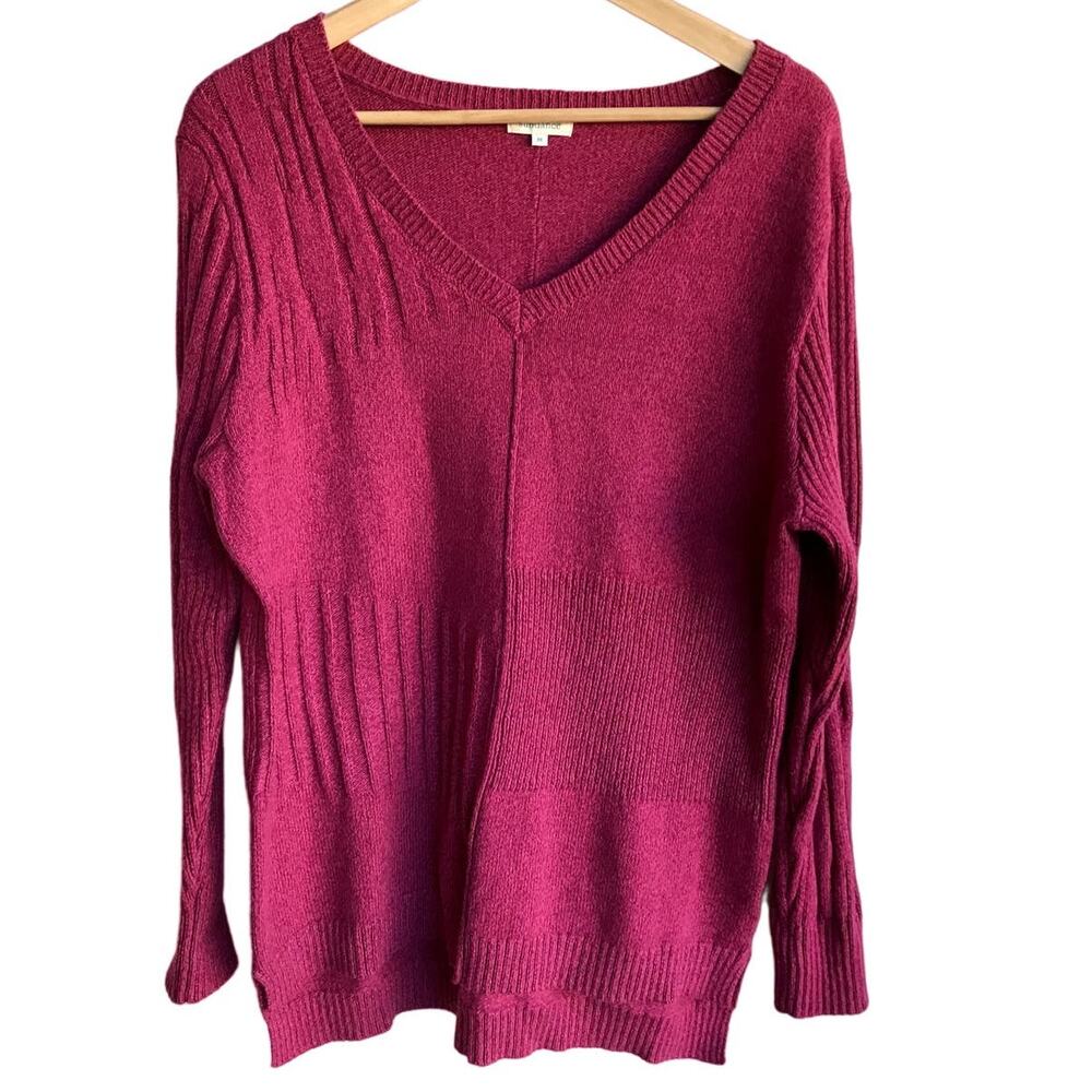 Sundance Cotton Silk Blend "Patchwork" Multi-Pattern V-Neck Sweater size M